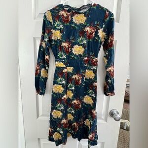 JustFab Multicolor Floral Long Sleeve Dress